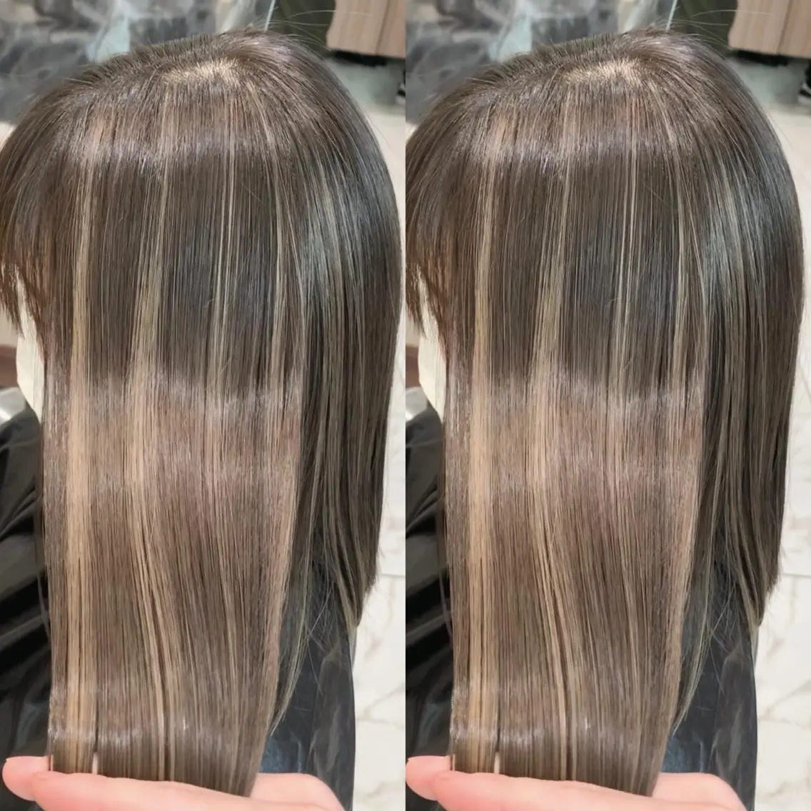 セミロング カラー ヘアアレンジ カット ヘアカラー トリートメント 白髪ぼかしハイライト 茗荷谷駅徒歩2分のヘアスタイル