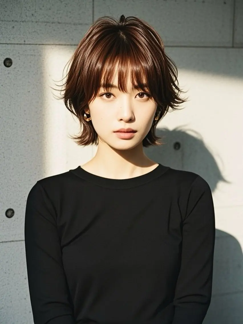 ショート ショートボブ アッシュ ボブ くびれヘア ハッシュカット カット ヘアカラー トリートメント ウルフカット 811 大阪梅田 ウルフのヘアスタイル