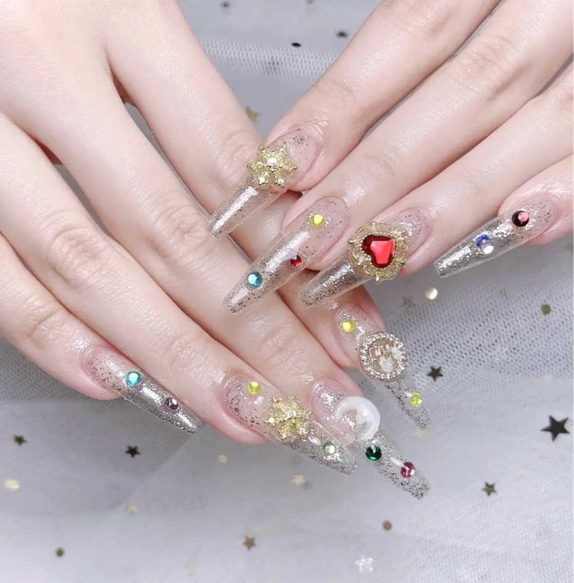 ロング ハンドネイル E🌷nail 長さだし専門店のネイルデザイン