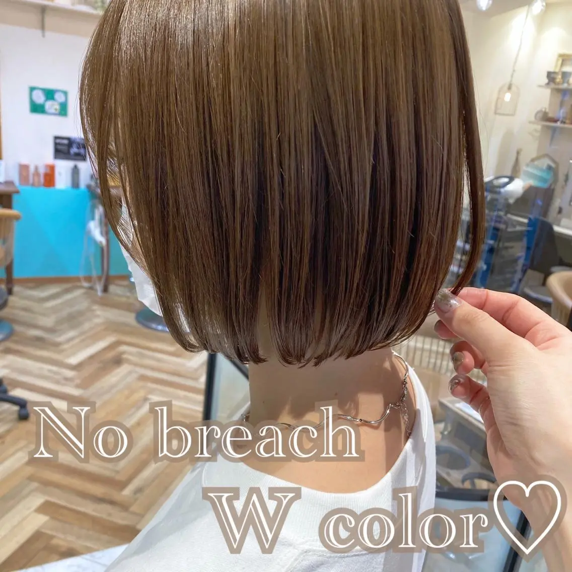 ショート カラー ブリーチ ブリーチなしカラー ヘアカラー トリートメント 韓国ヘア♡おくれ毛♡ ボブ♡sayakaのヘアスタイル
