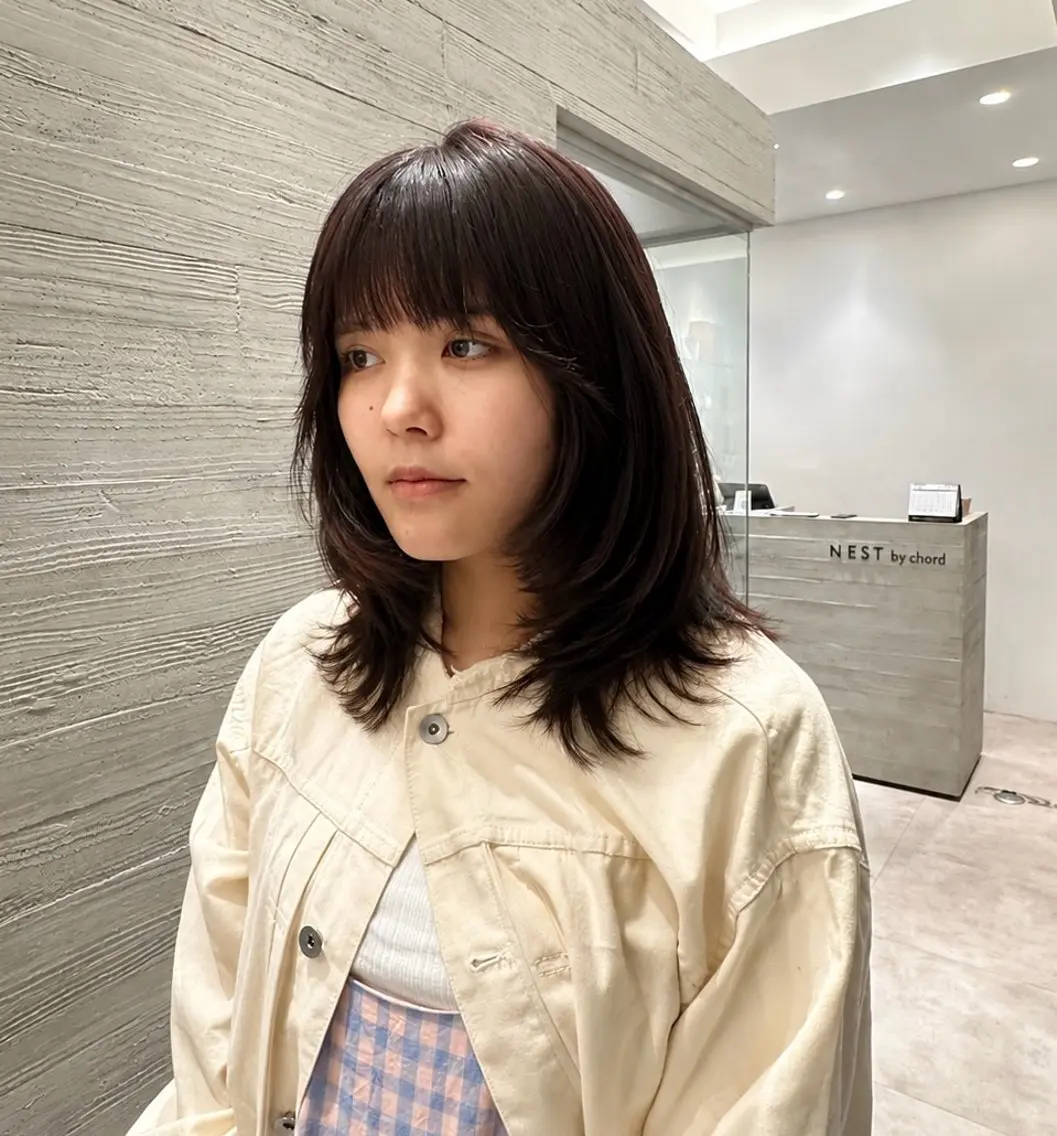 ミディアム 髪質改善 レイヤーカット カット ヘアカラー ナカイフウタ /パーマのヘアスタイル