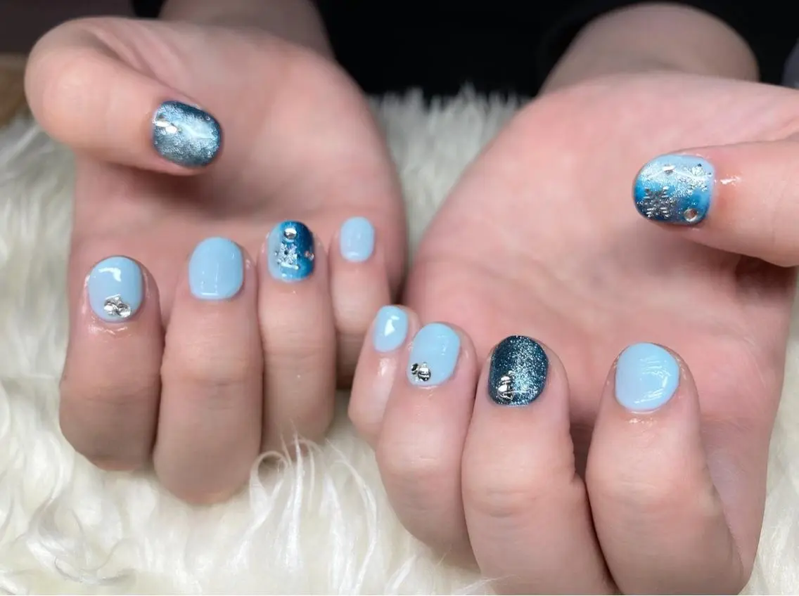 ネイル 長さ出し フレンチネイル ジェルネイル ガラスフレンチ マグネットネイル ハンドネイル Nail&eye Belire 新宿のネイルデザイン