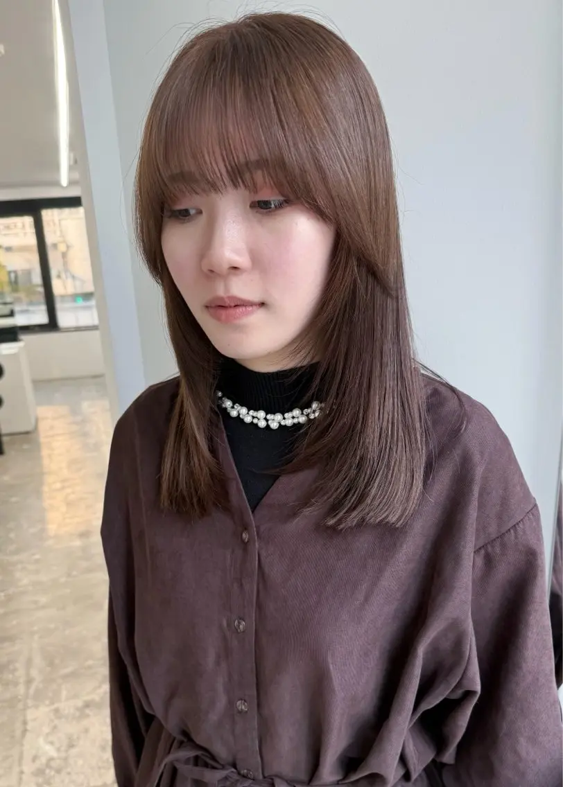 セミロング カラー 髪質改善 suzu 野田美容師のヘアスタイル