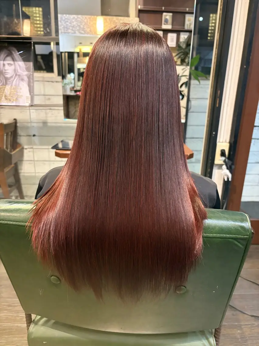 ロング お洒落なストレート 美髪縮毛矯正/ボブのヘアスタイル