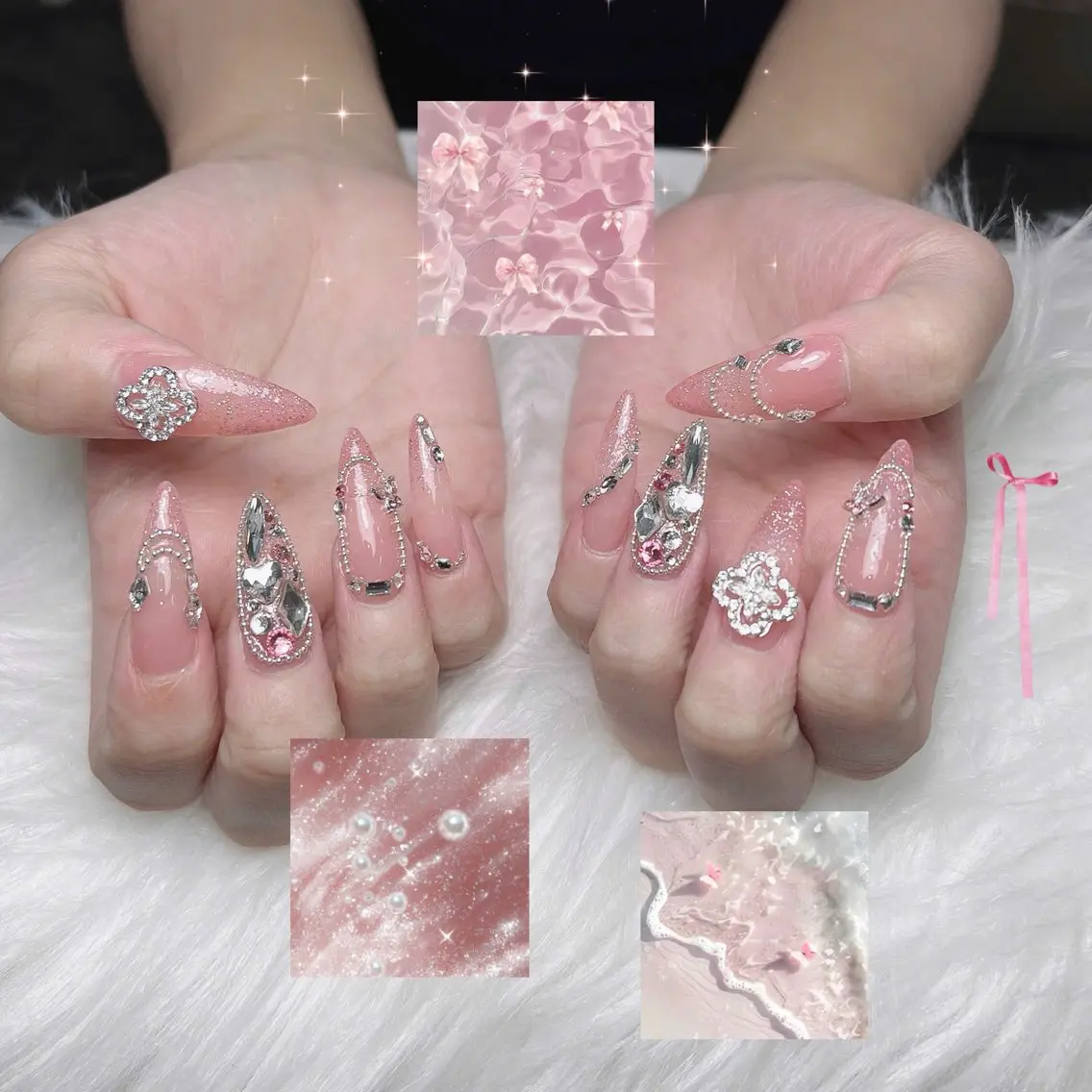 ネイル ハート 韓国ネイル 春ネイル 夏ネイル バレンタイン Sora nail 長さ出し専門店のネイルデザイン