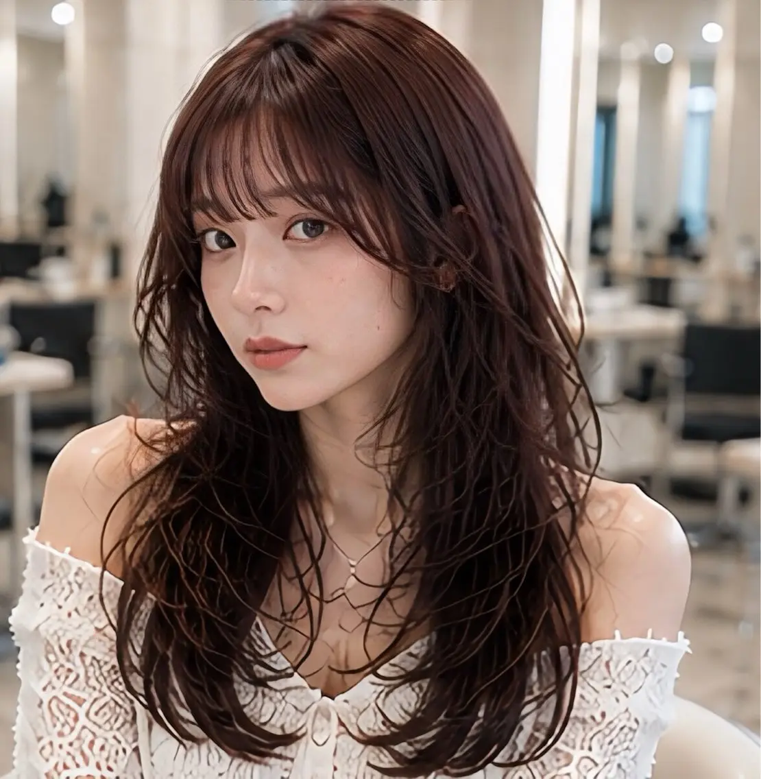 ロング カット レイヤー/顔まわり /縮毛矯正/おばかんのヘアスタイル