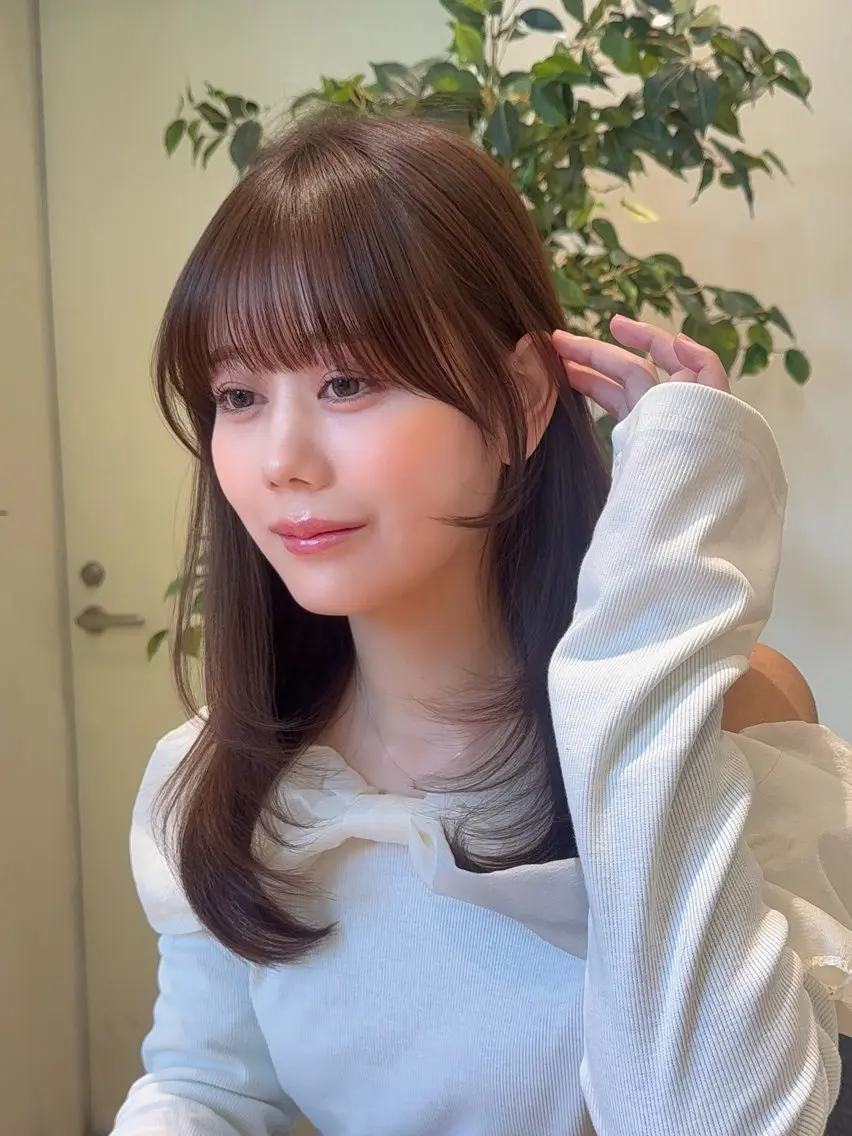 ミディアム カット ヘアカラー fitするカット♡/ 多幸感/ふうか◠‿◠のヘアスタイル