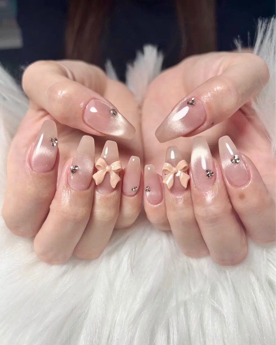 ネイル マグネットネイル リボン ハンドネイル haac nailsのネイルデザイン