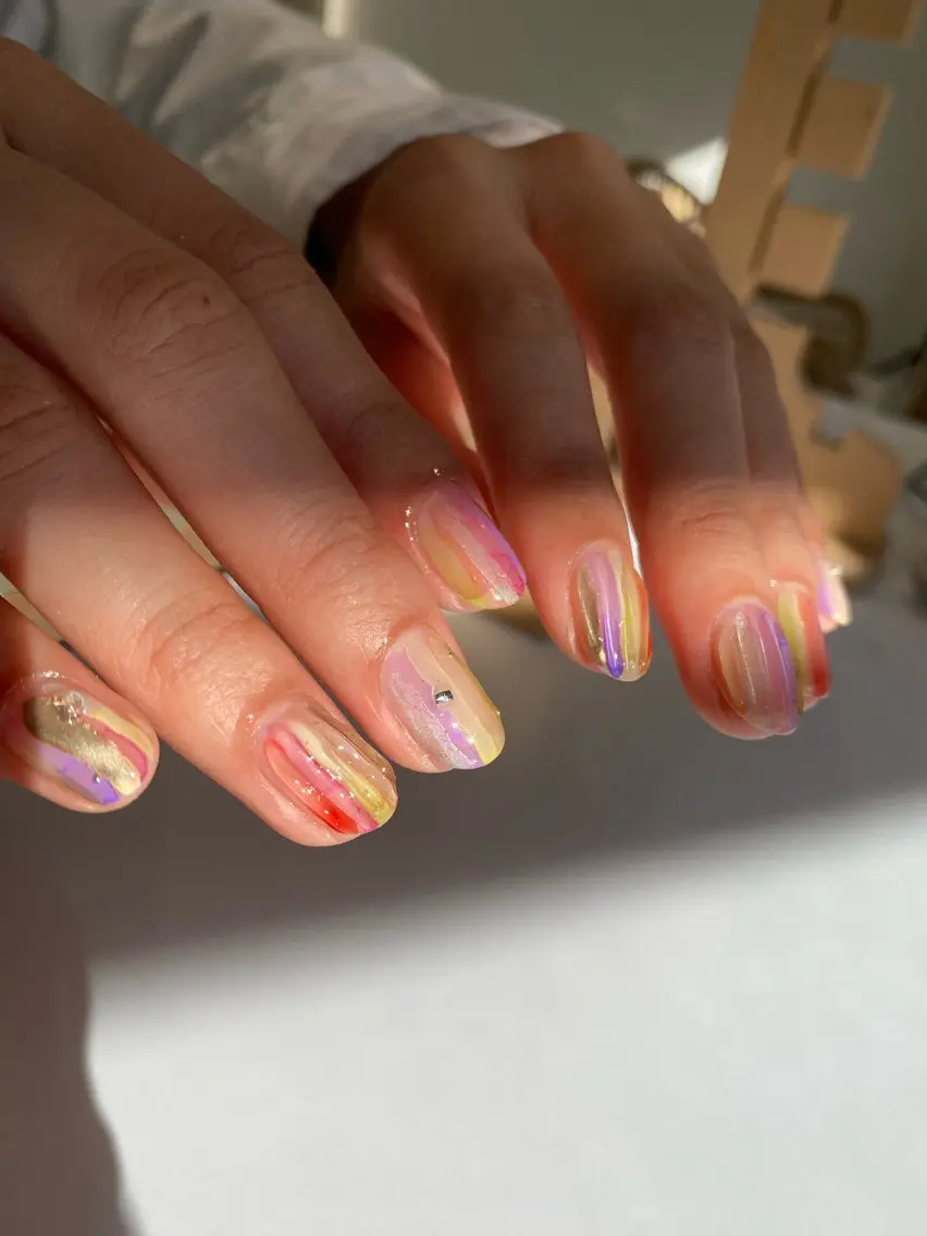 ネイル オーロラネイル マグネットネイル ニュアンスネイル シンプルネイル 春ネイル ハンドネイル 草加ニュアンスネイル 🌚hersのネイルデザイン