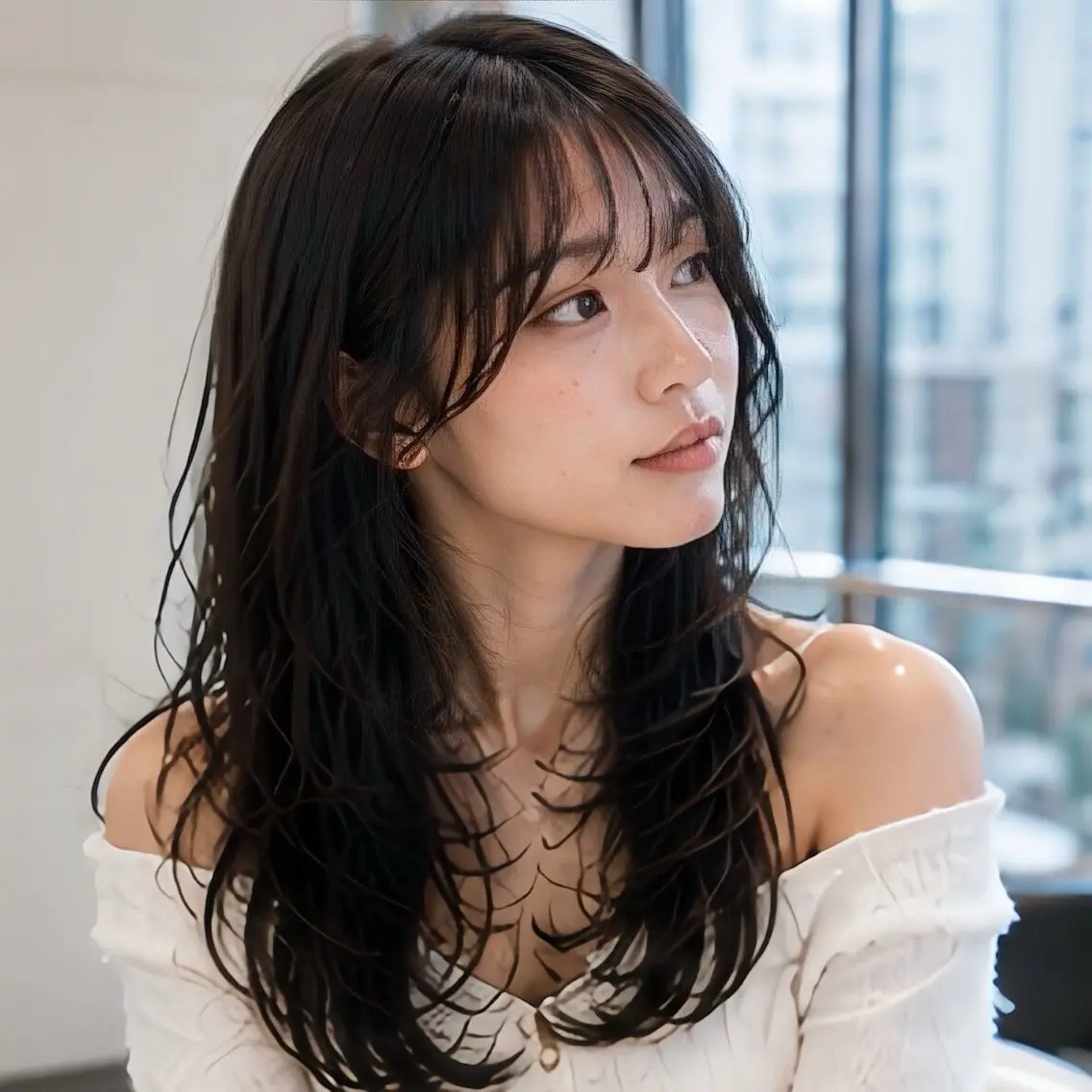 ロング カラー カット ヘアカラー レイヤー/顔まわり /縮毛矯正/おばかんのヘアスタイル