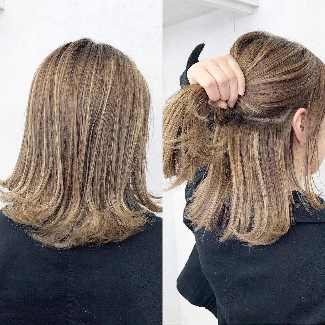 ミディアム カラー ヘアアレンジ マツエク・マツパ グレージュ ミルクティーグレージュ ヘアカラー TATSUYA アートディレクターのヘアスタイル