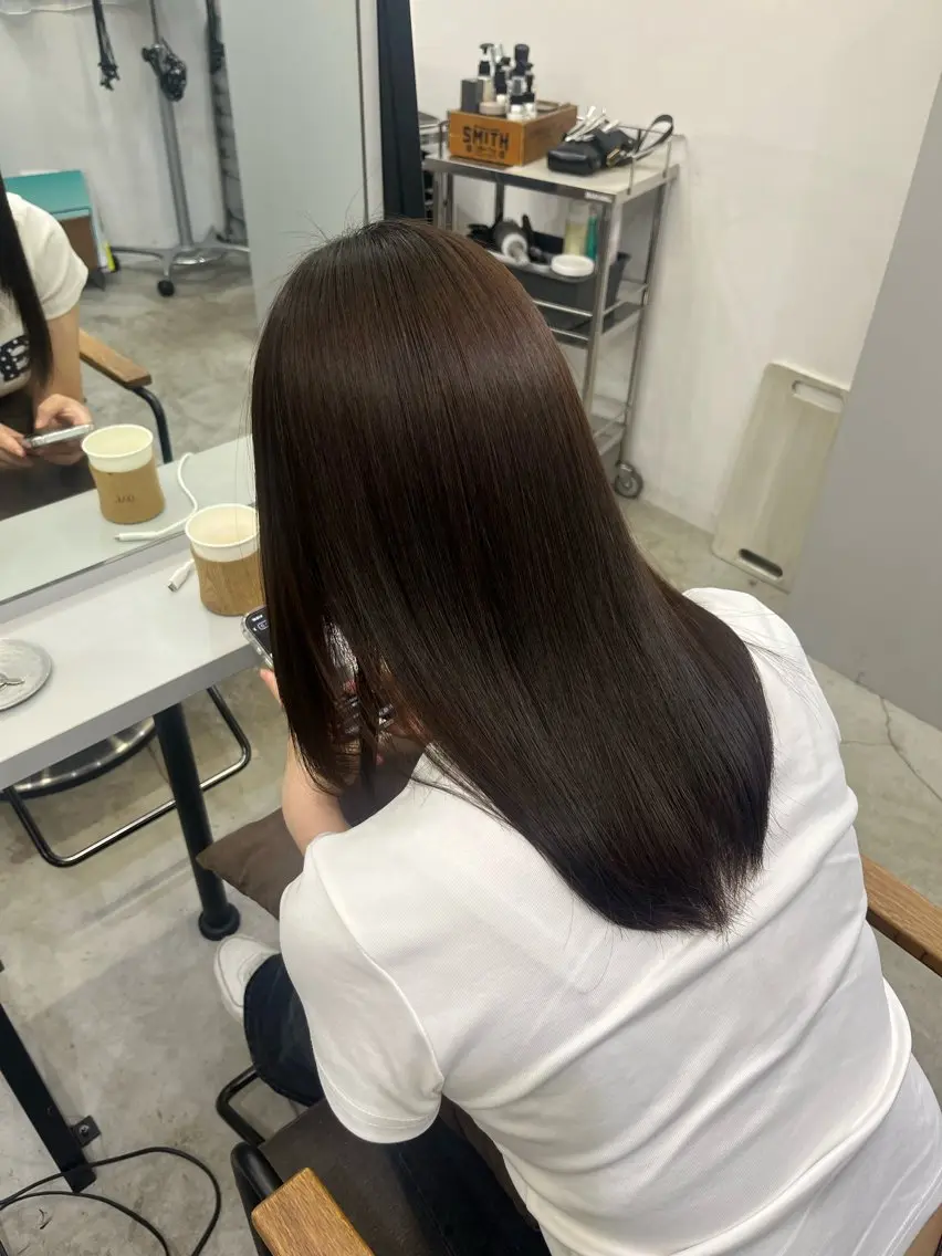 ロング パーマ 縮毛矯正 トリートメント 韓国×艶ハイトーンが かわいい✨️リオ🍒のヘアスタイル
