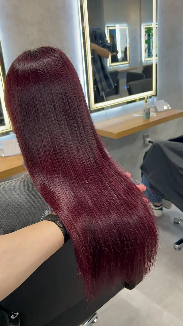 ロング カラー ブリーチ ブリーチなしカラー レッドカラー ヘアカラー ブリーチなしの達人 🌈KAITOのヘアスタイル