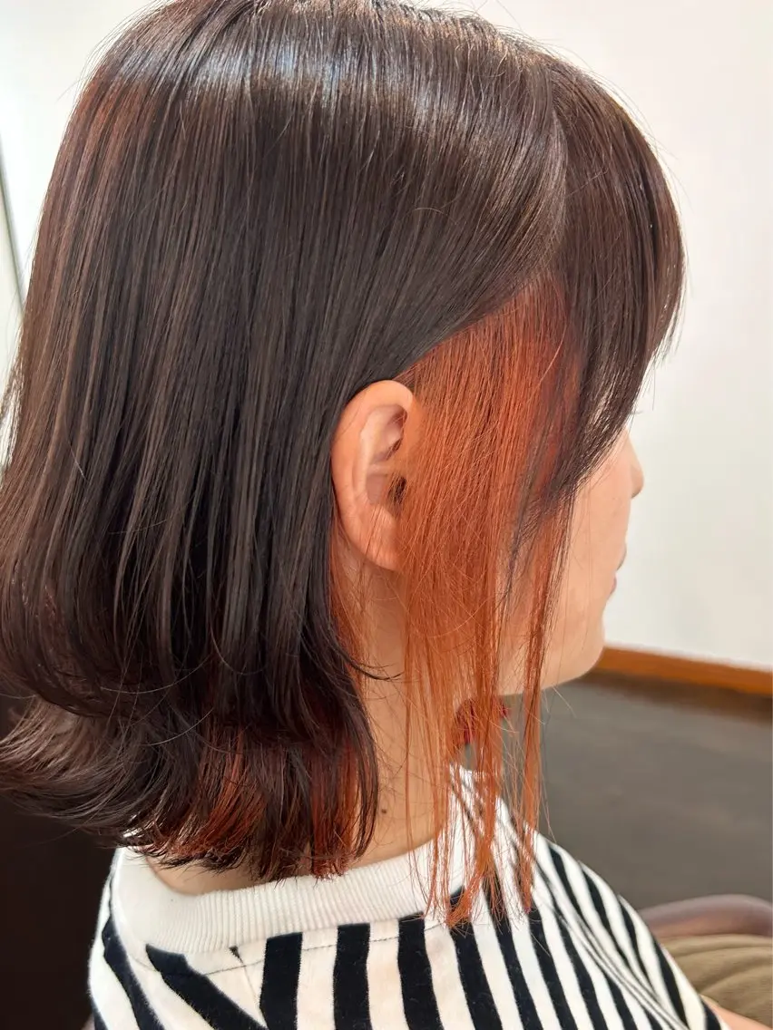 カラー インナーカラー オレンジ 坂本 瑞季 🤍 髪質改善のヘアスタイル