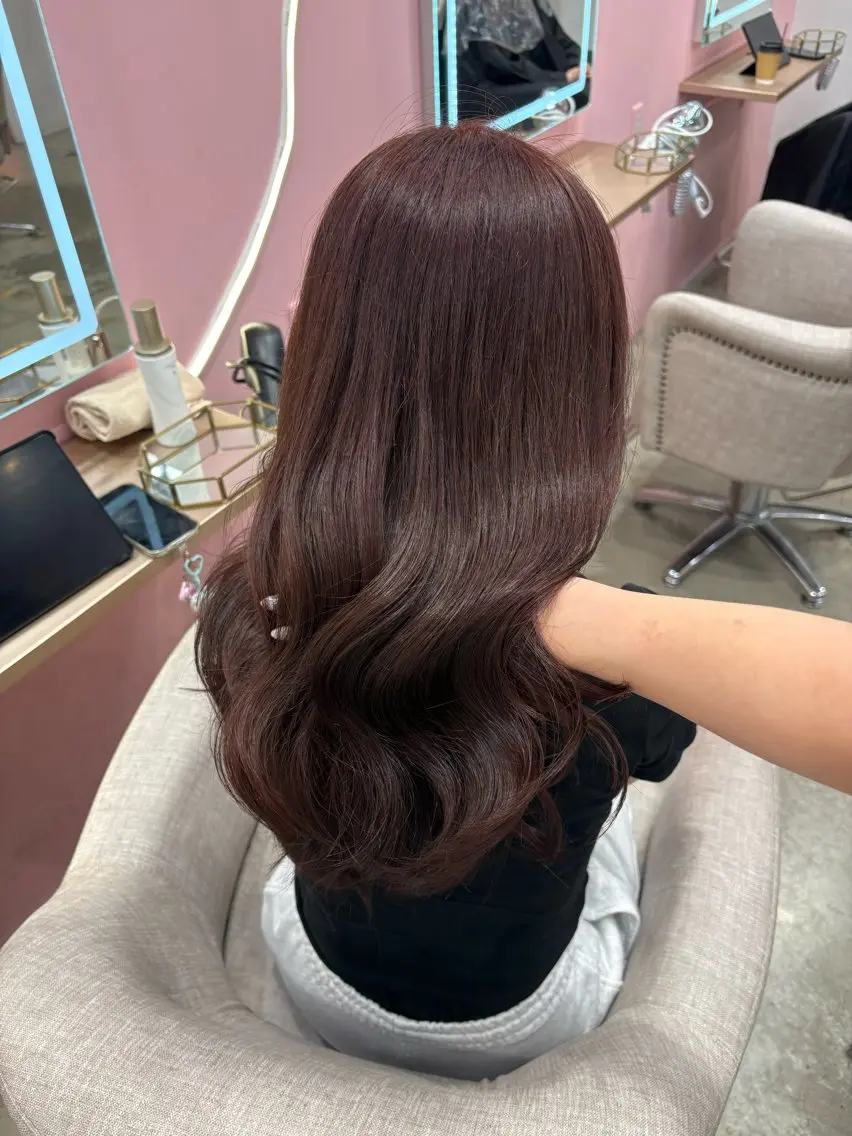 ロング カラー Miu 名古屋カット ミディアム/ピンク髪のヘアスタイル
