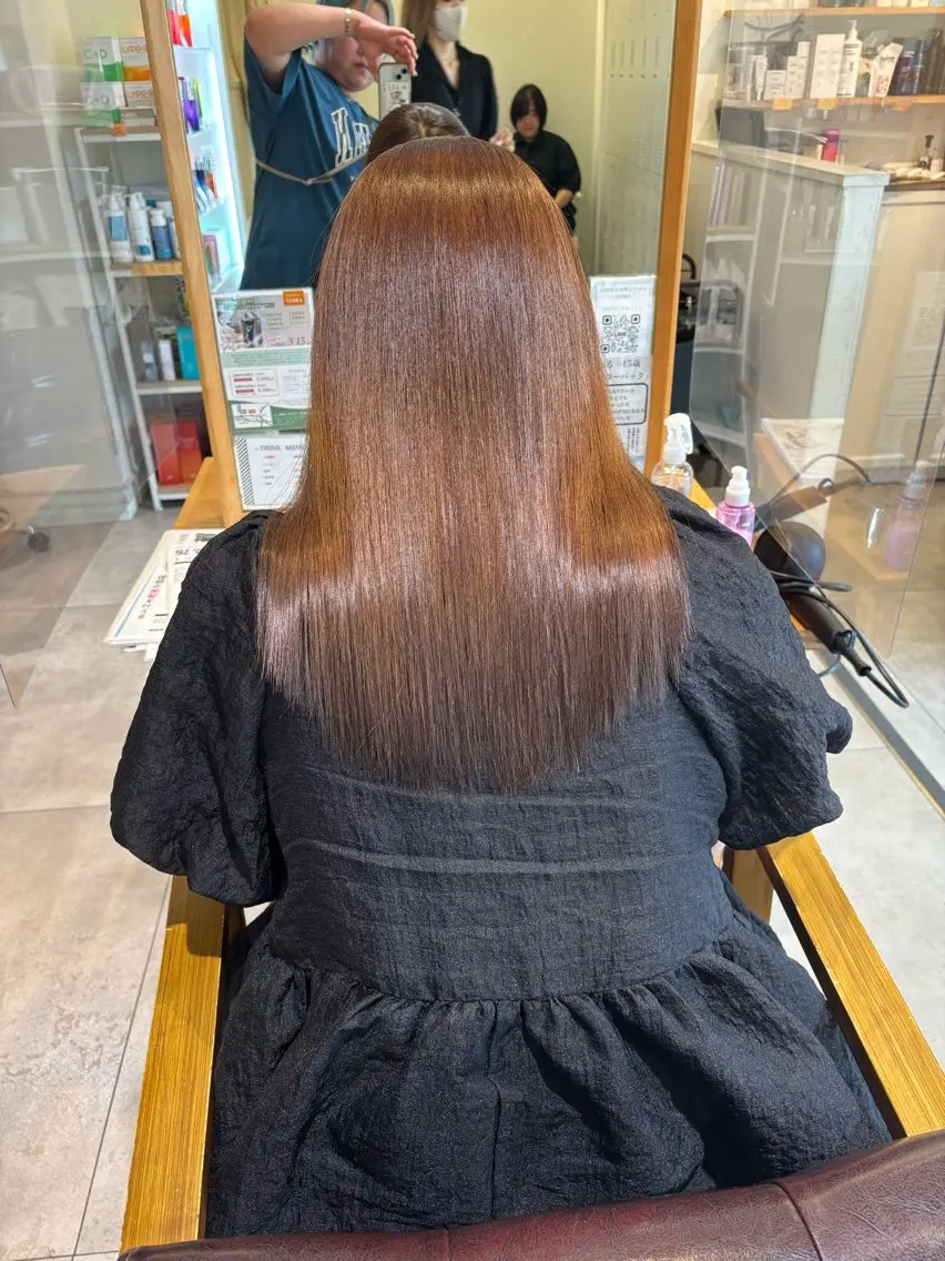 ロング パーマ カット 縮毛矯正 KAORU/絹髪 /髪質改善/奈良のヘアスタイル