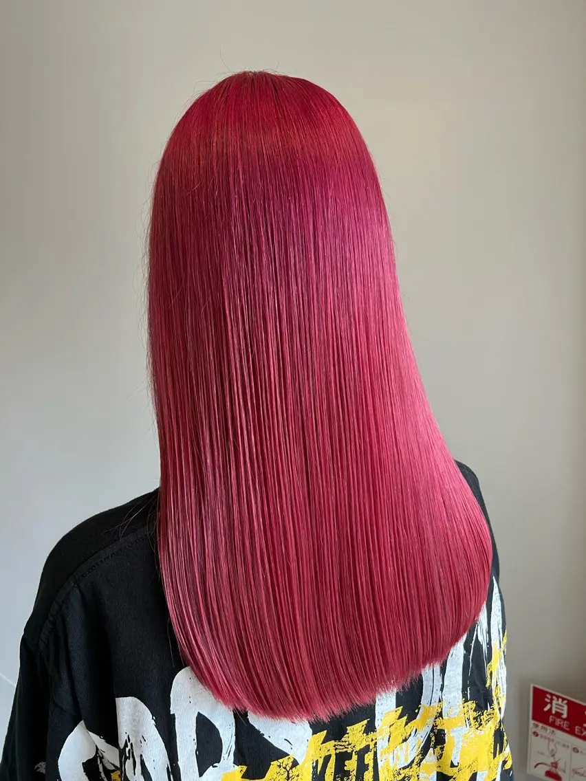 ロング カラー ブリーチ ボルドーカラー ケアブリーチ 透明感カラー ダブルカラー ヘアカラー Lima/ハイトー ン/ブリーチ/心斎橋のヘアスタイル