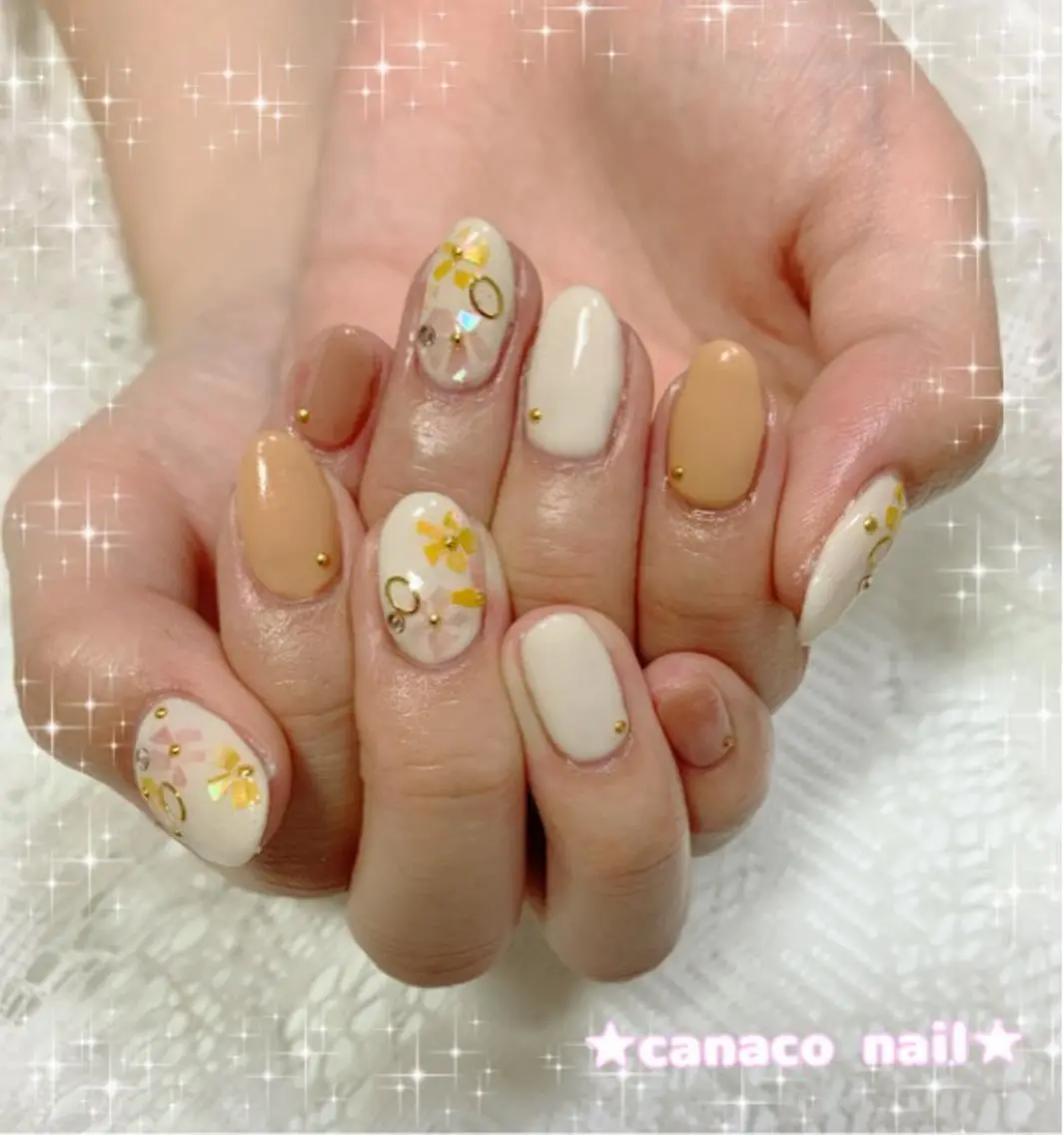 ネイル フラワーネイル オフィスネイル ハンドネイル ハンドケア ベテランネイル cnc  nailのネイルデザイン