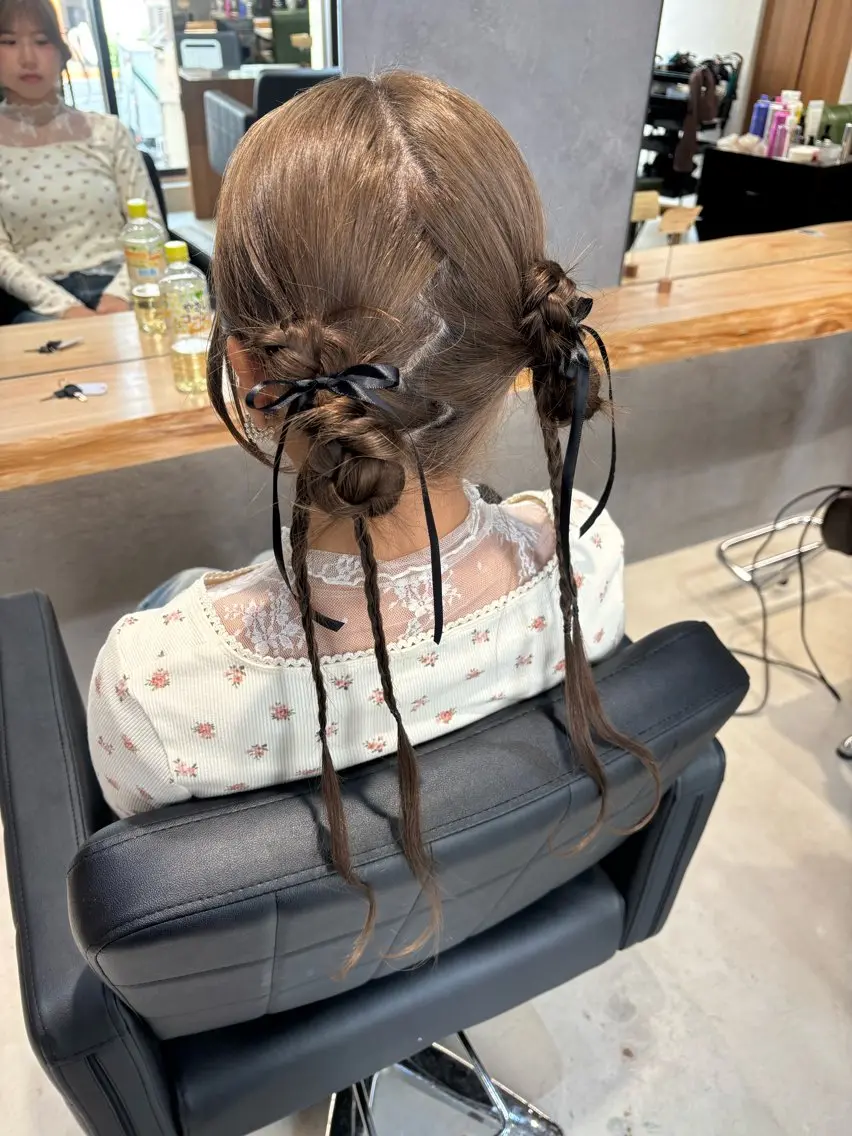 【🎁選べるアクセサリー付きヘアセット🎁】リボンorパールの写真
