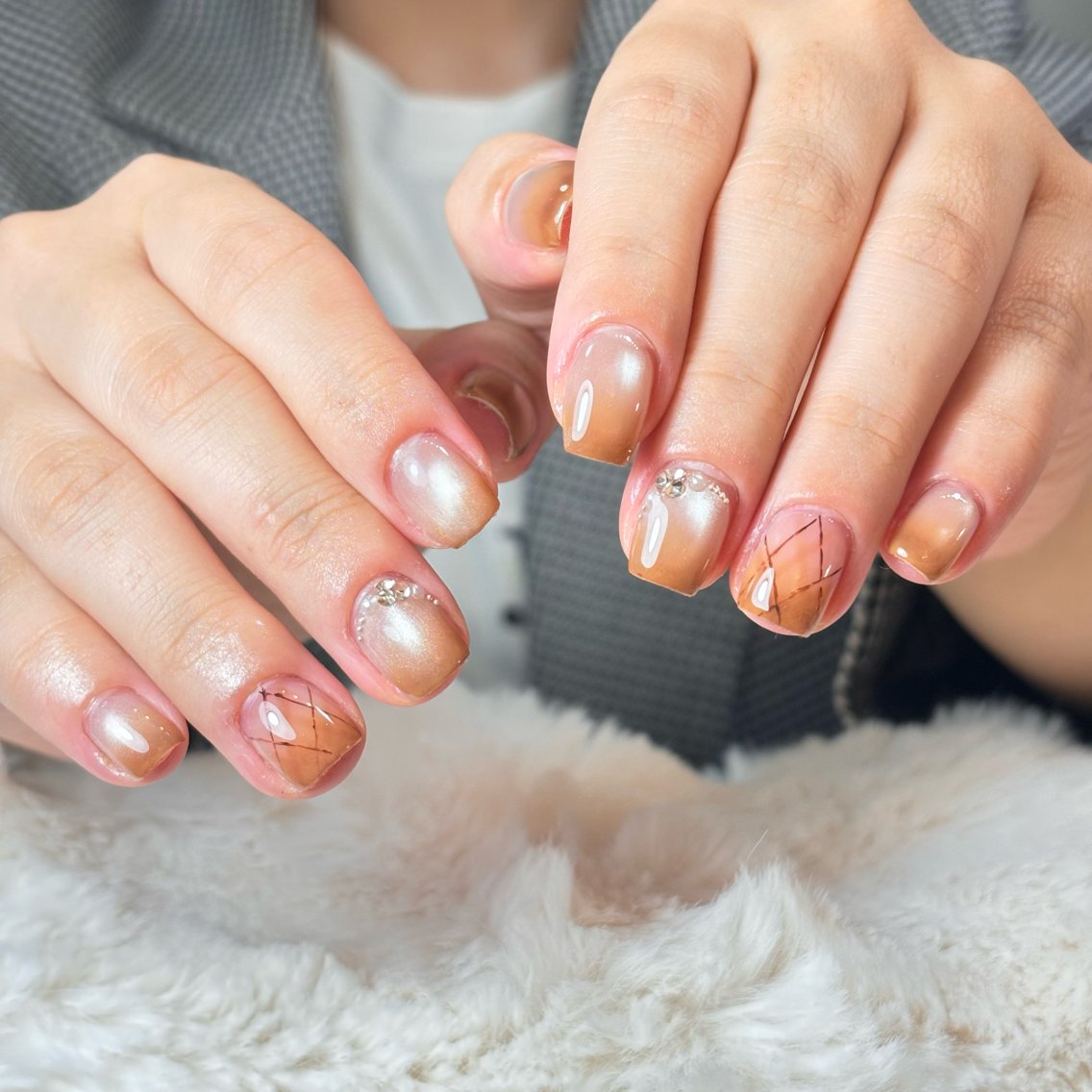 ネイル 桜ネイル 長さ出し フレンチネイル 韓国ネイル マグネットネイル ハンドネイル Kiwami nailsalonのネイルデザイン