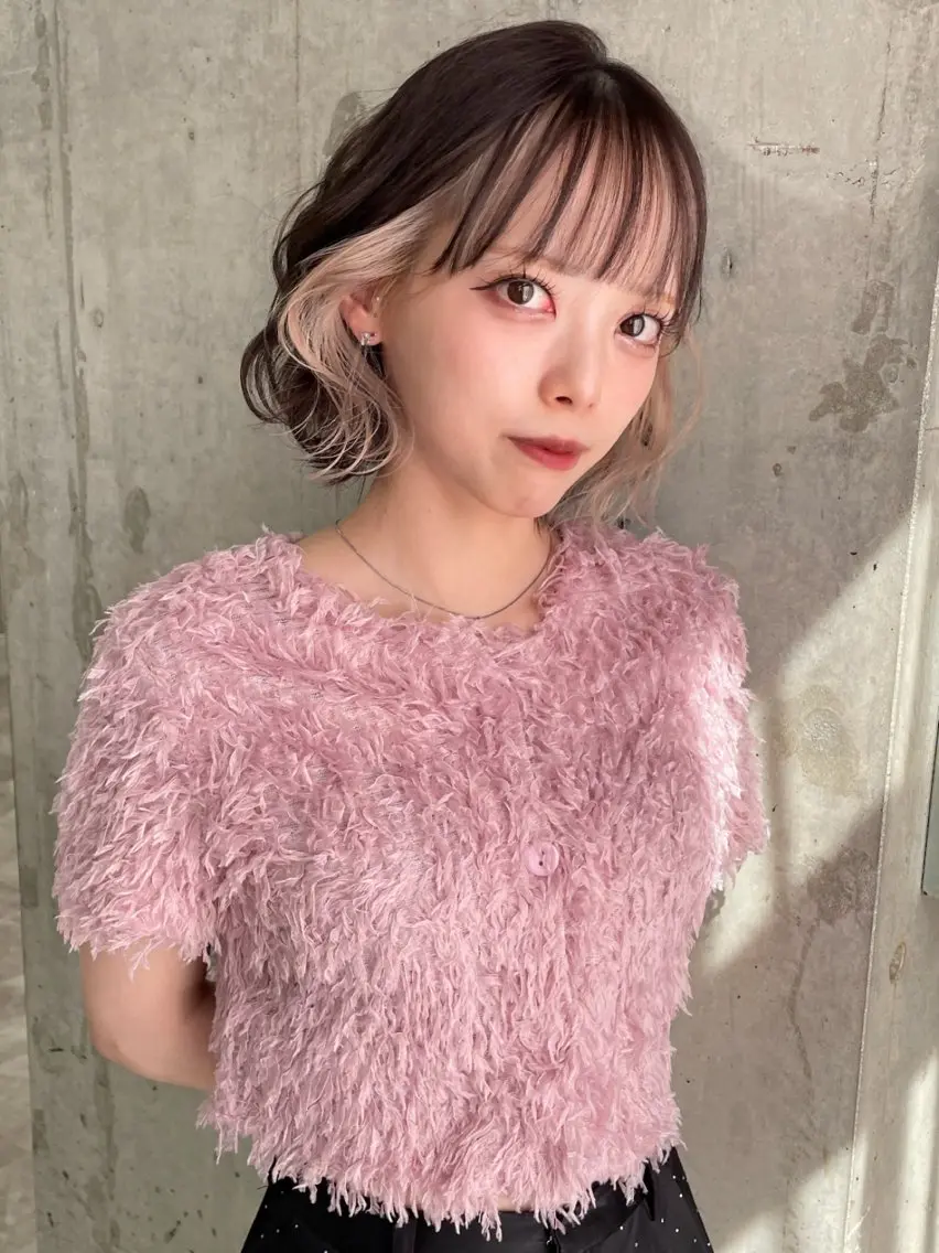 ショート カラー ベージュカラー ブリーチ インナーカラー ホワイトベージュ トリートメント ブリーチ/ベージュ 💕/momoaのヘアスタイル