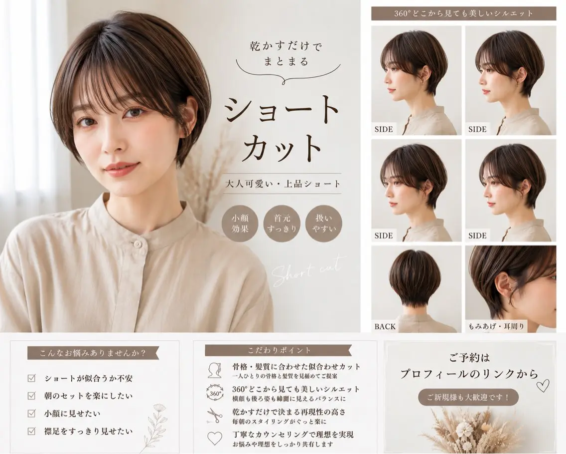 ショート カラー 小顔ショート🏅/ 透明感カラー/みらいのヘアスタイル