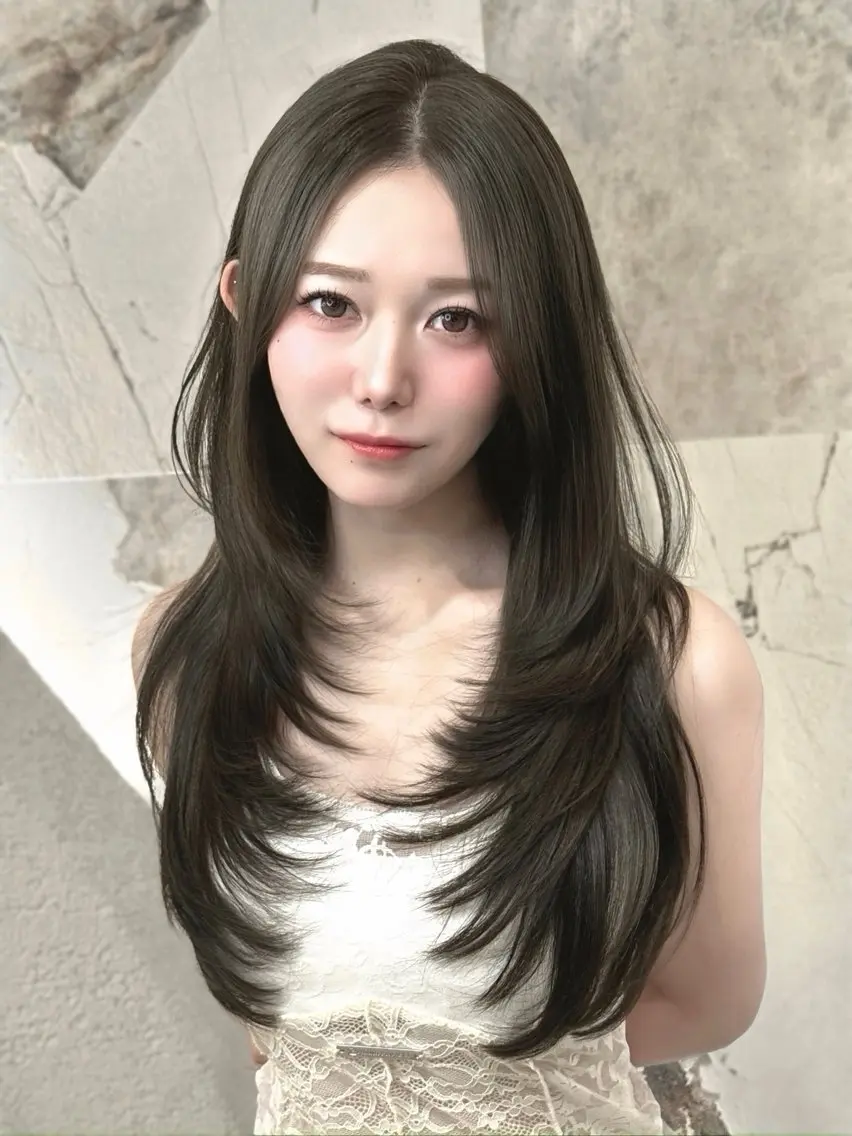 ロング カラー カット ヘアカラー トリートメント 韓国レイヤー/艶カラ ー/似合わせ/けんとのヘアスタイル