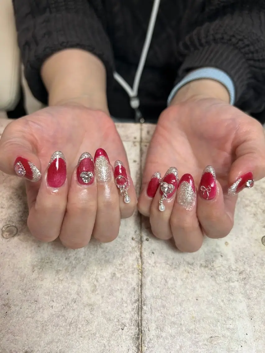 ネイル フレンチネイル マグネットネイル マグネットフレンチ ハンドネイル I'S nail 佐野のネイルデザイン