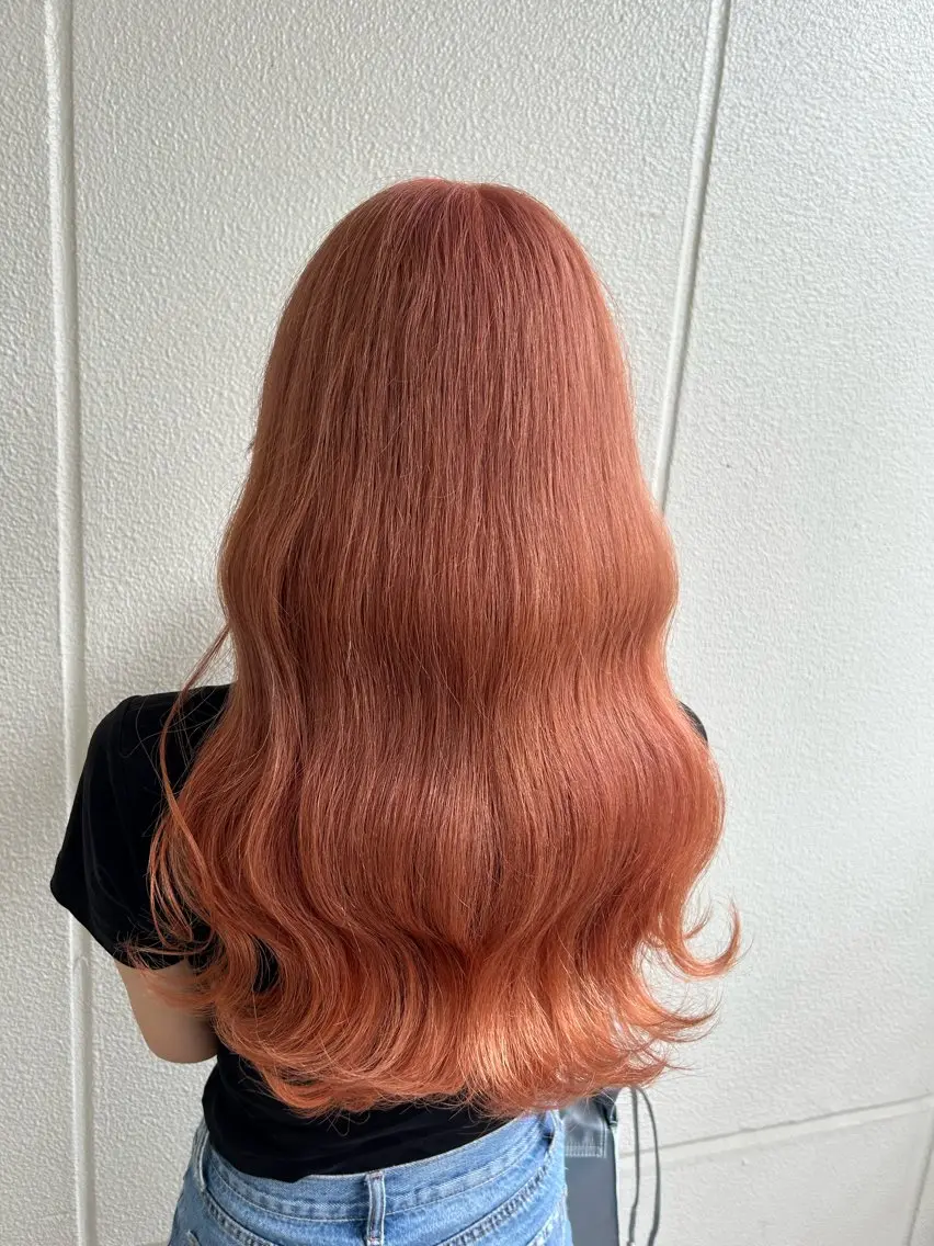 ロング カラー ヘアアレンジ ベージュカラー オレンジ オレンジベージュ 《暖色/韓国hair 》🇰🇷桑原ユキネのヘアスタイル