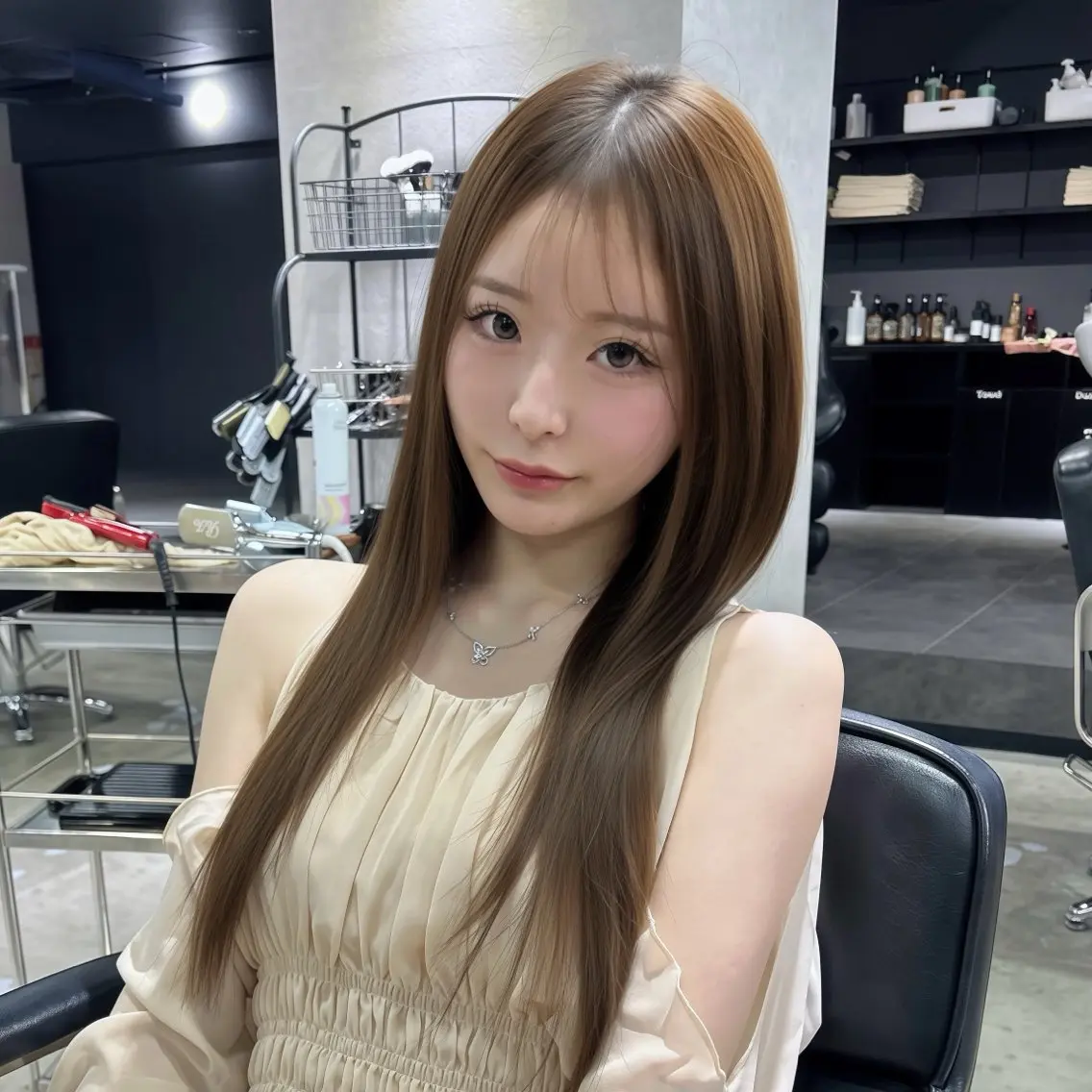 🇨🇳【髪質改善menu】💎ワンホンカット+透明感カラー+髪質改善ストレート+トリートメント💎の写真