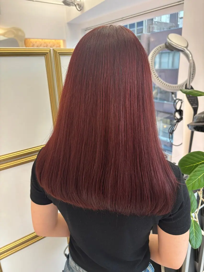 ロング カラー ブリーチ ブラウンカラー ダブルカラー ブリーチなしカラー レッドカラー ヘアカラー 💐レイヤー/透明感 カラー💐智口彩香のヘアスタイル