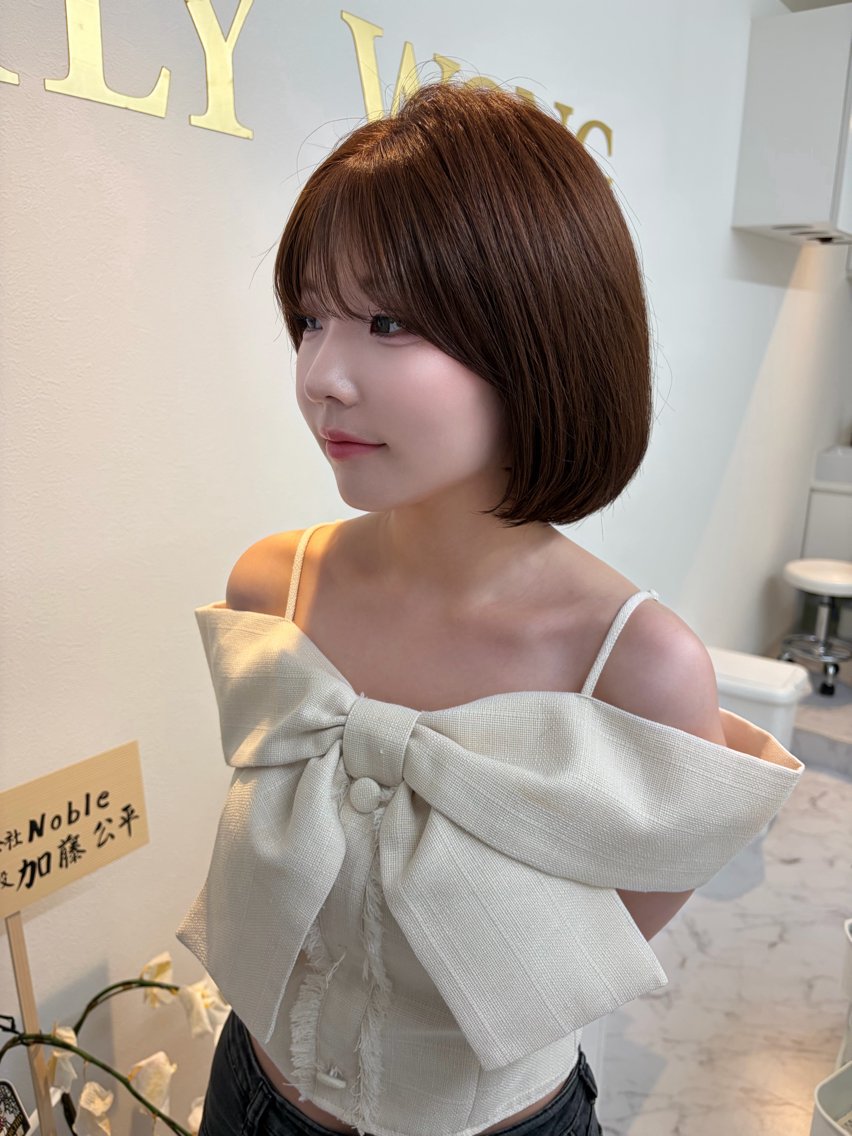 ショート カラー グレージュ 韓国風ヘア レイヤーカット ワンホンヘア カット ヘアカラー トリートメント 韓国ヘア/レイヤー Lily Wongのヘアスタイル