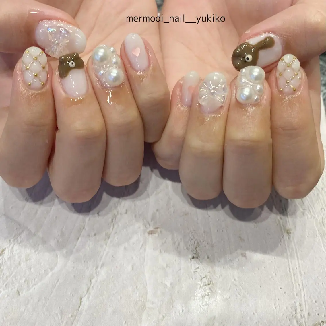 ネイル 韓国ネイル バレンタイン ワンホンネイル mermooi nailのネイルデザイン