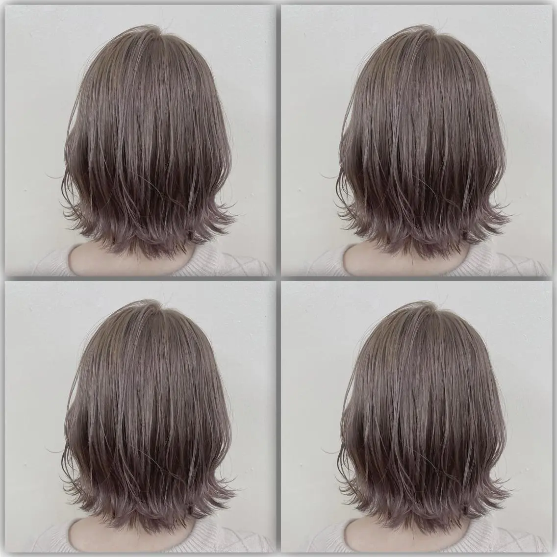 ミディアム カラー ブリーチ グレージュ レイヤーダブルカラー KYONのヘアスタイル