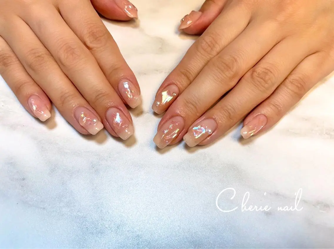 ネイル 氷ネイル・うるうるネイル Cherienail yunaのネイルデザイン