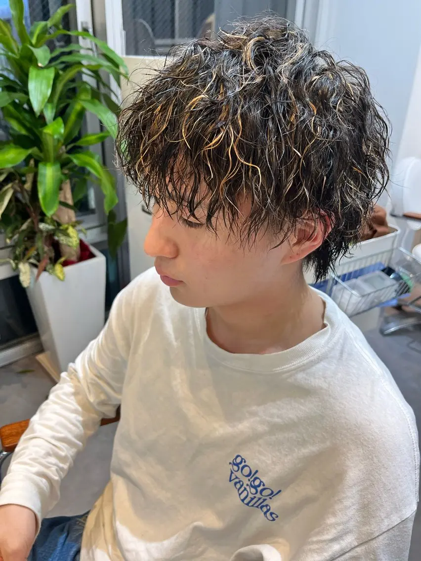 パーマ メンズ メンズハイライト メンズパーマ ツイストスパイラルパーマ スパイラルパーマ レイヤーカット/韓国 ヘア/ honokaのヘアスタイル
