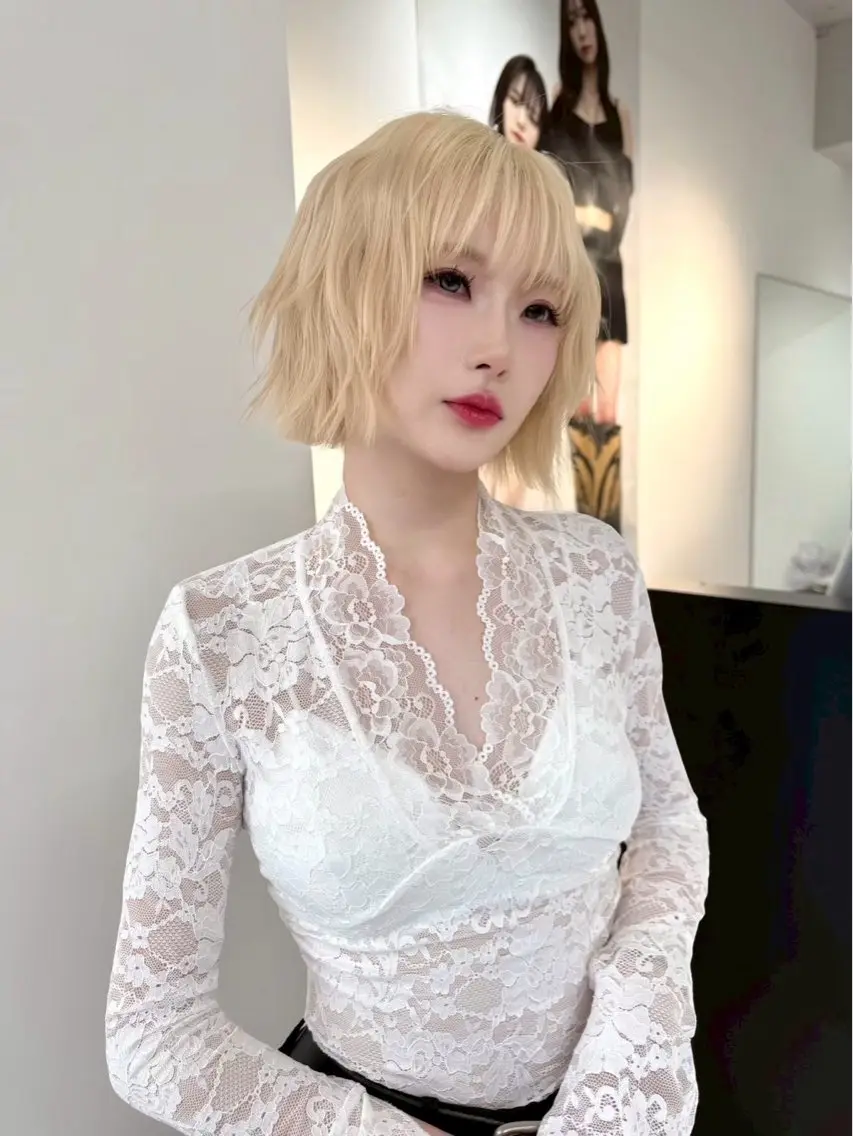 ショート ボブレイヤー ボブ レイヤーカット ハイトーン/髪質改善 /ブリーチ縮毛のヘアスタイル