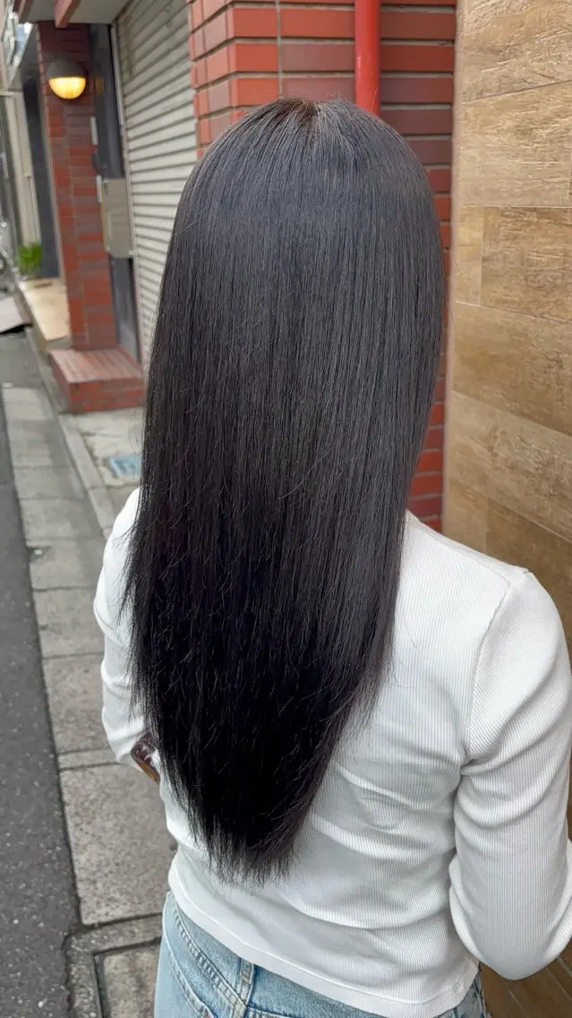 セミロング カラー アッシュ 黒髪 ナチュラルブラック 楓🍁/髪質改善💎 /透明感カラー🔮のヘアスタイル