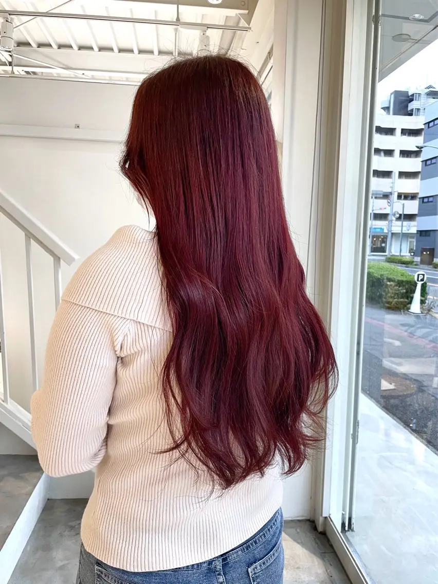 ロング カラー ヘアカラー 林 千聖のヘアスタイル