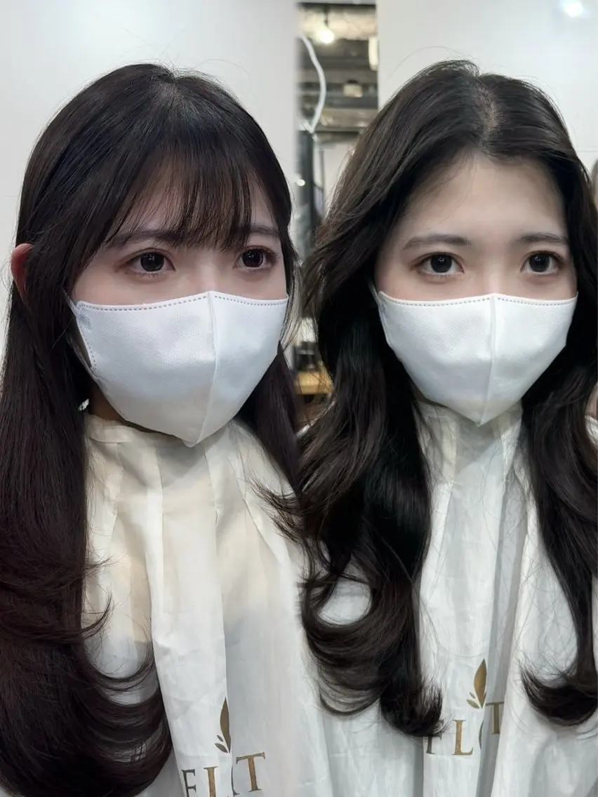 ロング のり🐼顔まわり/ 韓国/レイヤーカットのヘアスタイル