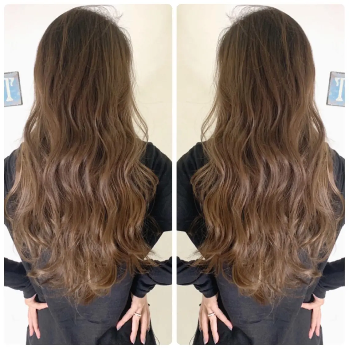 ロング カラー アッシュ バレイヤージュ ブリーチ デザインカラー グレージュ カット ヘアカラー 京都大人女性ショート 徒歩1分/秋山のヘアスタイル