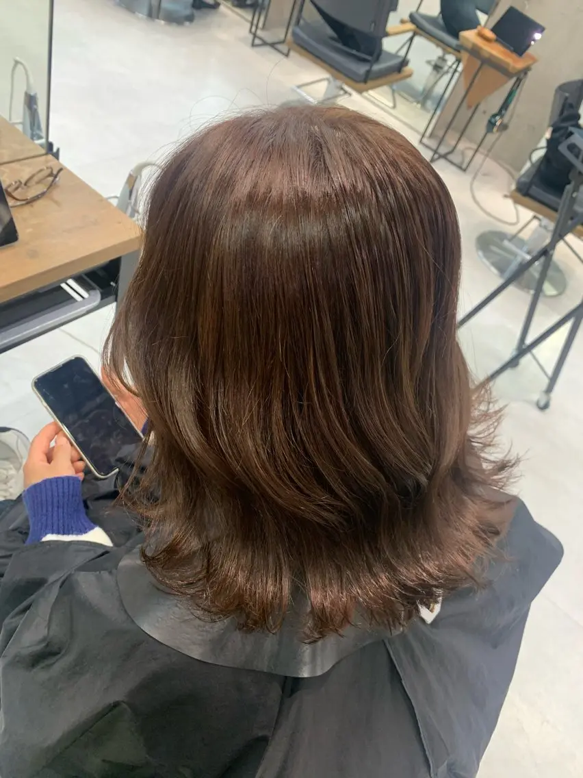セミロング カラー ブラウンカラー ヘアカラー トリートメント ♡ハイライトカラー shinri♡のヘアスタイル