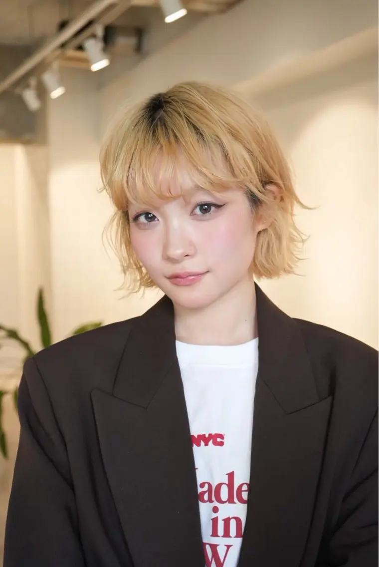 ショート カラー ボブ/レイヤー/暖色 カラー/モモカ🎀のヘアスタイル