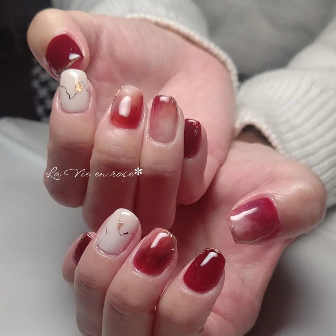 ネイル 持ち込み ニュアンスネイル ラヴィアン ローズのネイルデザイン