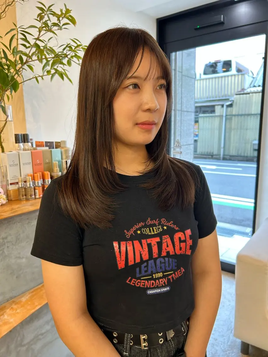 ロング カラー 安達 咲のヘアスタイル