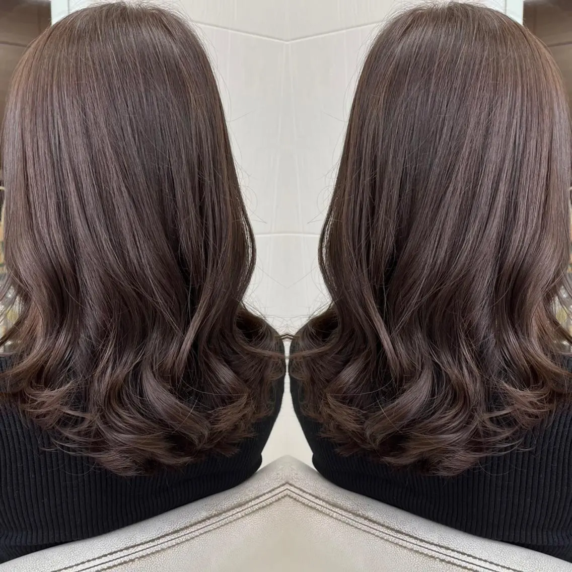 セミロング カラー ベージュカラー ブルーカラー 透明感カラー レイヤーカット カット ヘアカラー トリートメント ハタケヤマヨシキ ／BOOTHのヘアスタイル