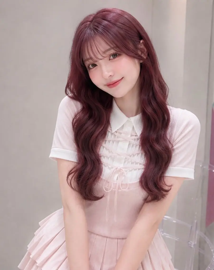 ロング カラー ヘアカラー トリートメント ヘアセット ガーリー♡女の子っぽ ヘア♡ピンクカラー♡のヘアスタイル