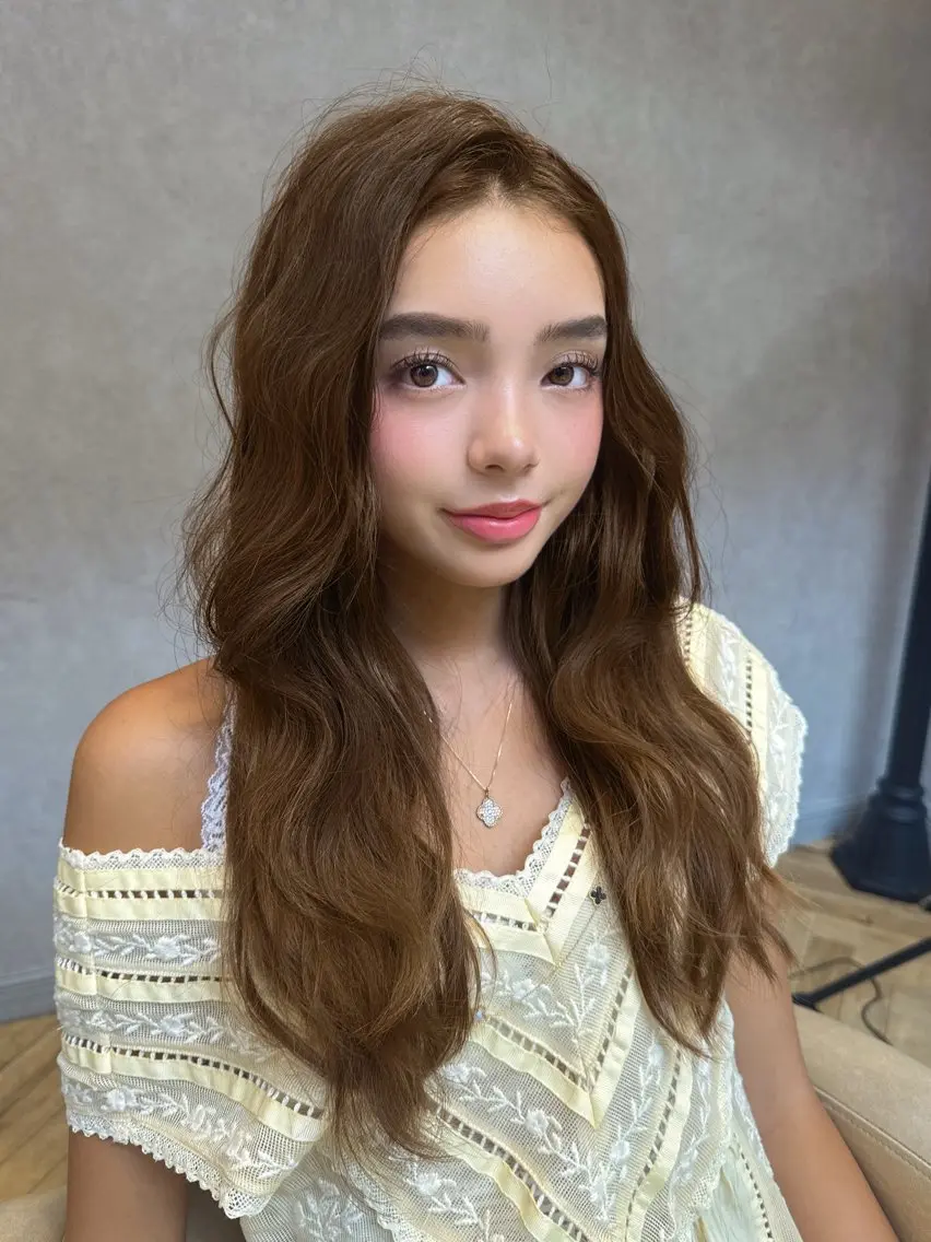 ロング カラー パーマ ベージュカラー ブリーチ ブラウンカラー ショコラベージュ ショコラブラウン 平川 友理/韓国ヘア💘のヘアスタイル