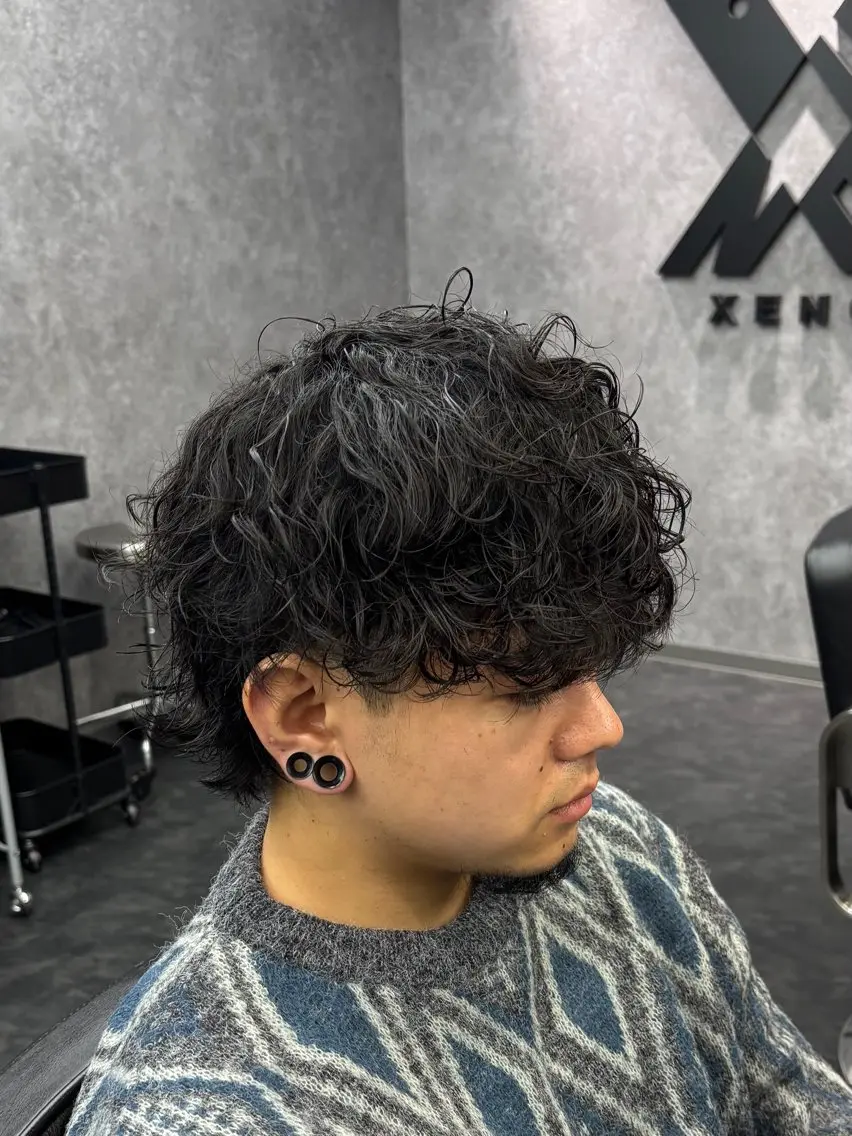 パーマ メンズ カット パーマ 深野 ちさとのヘアスタイル