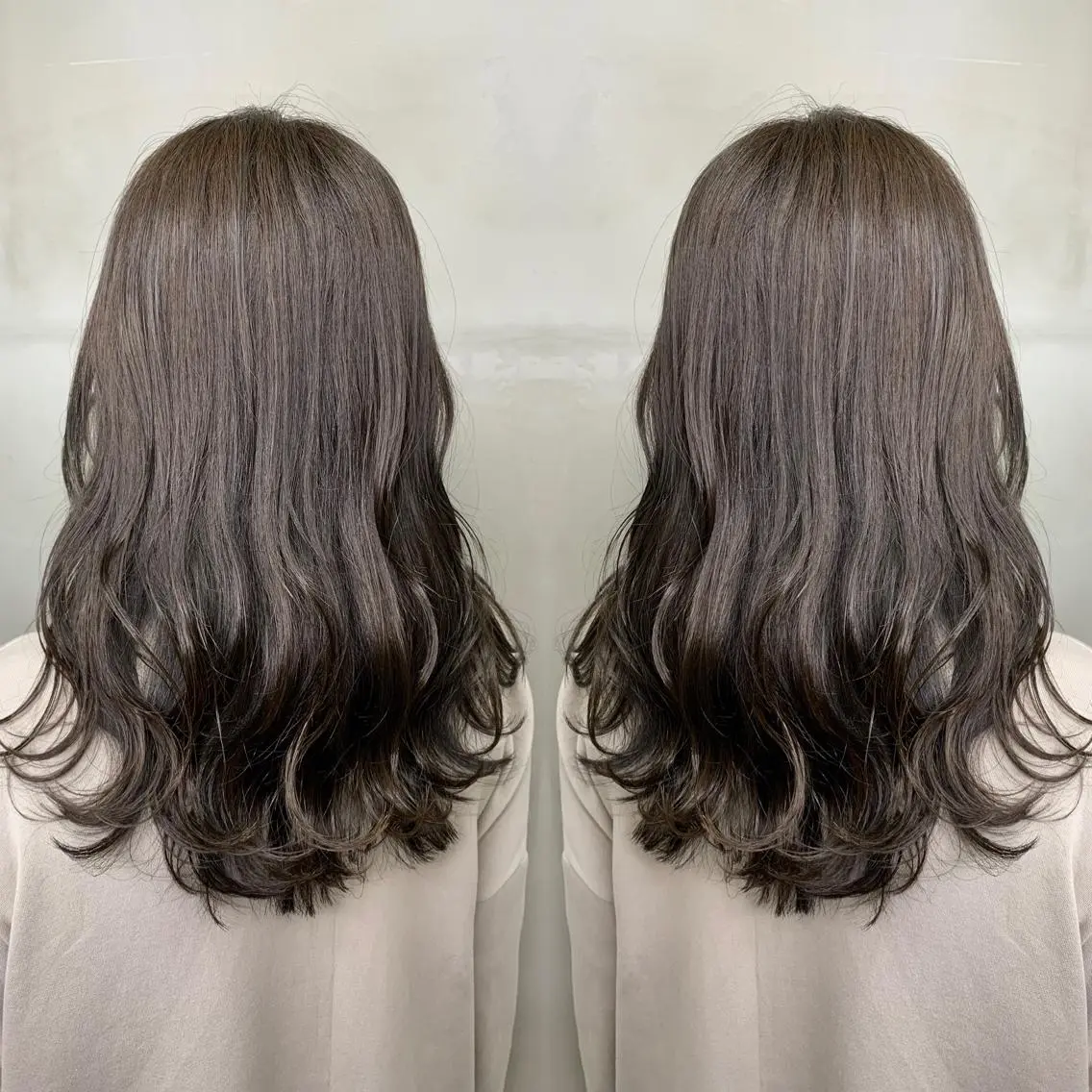 ロング カラー アッシュ バレイヤージュ ベージュカラー ブロンド ブルーカラー カット ヘアカラー トリートメント レイヤーカット/ 艶カラー/RYOMAのヘアスタイル